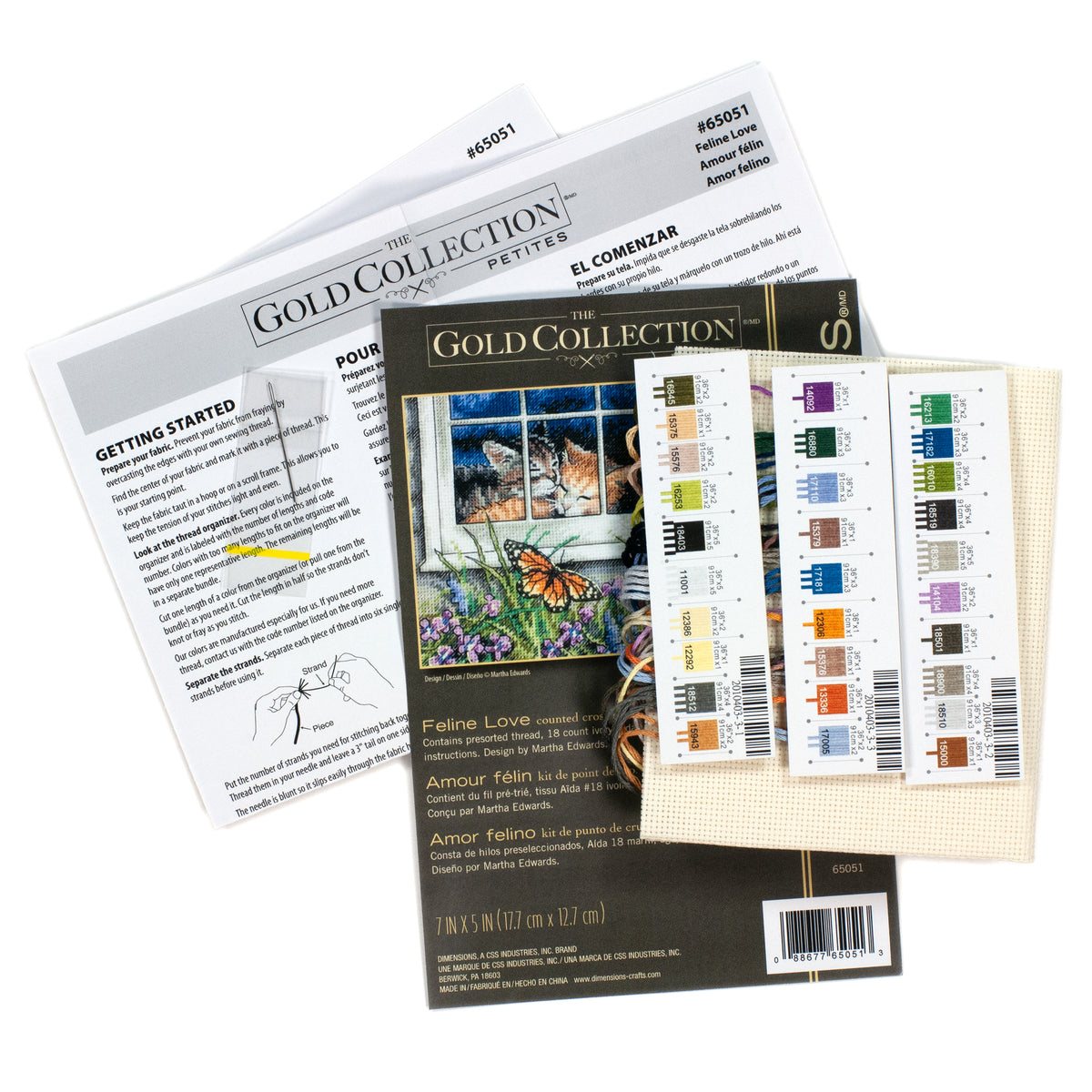 Dimensions Gold Collection Petite Feline Love Counted Cross Stitch Kit, 7" x 5"