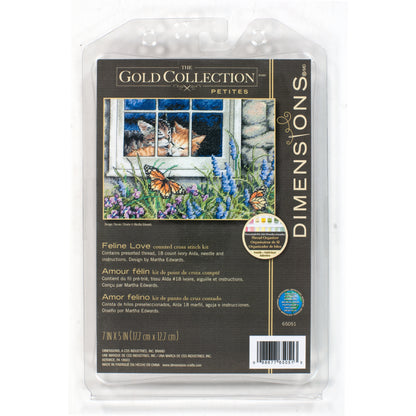 Dimensions Gold Collection Petite Feline Love Counted Cross Stitch Kit, 7" x 5"