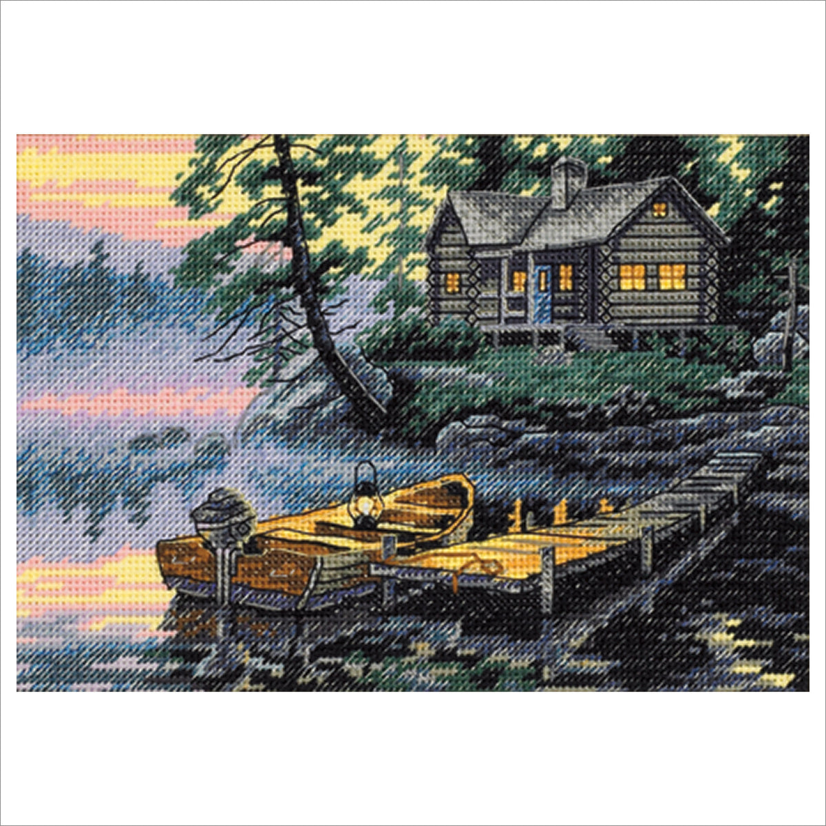Dimensions Gold Collection Petite Morning Lake Counted Cross Stitch Kit, 7" x 5"