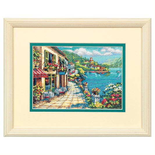 Dimensions Gold Collection Petite Overlook Cafe Counted Cross Stitch Kit, 7" x 5"