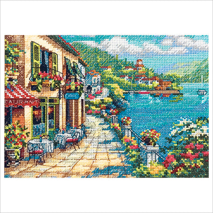 Dimensions Gold Collection Petite Overlook Cafe Counted Cross Stitch Kit, 7" x 5"