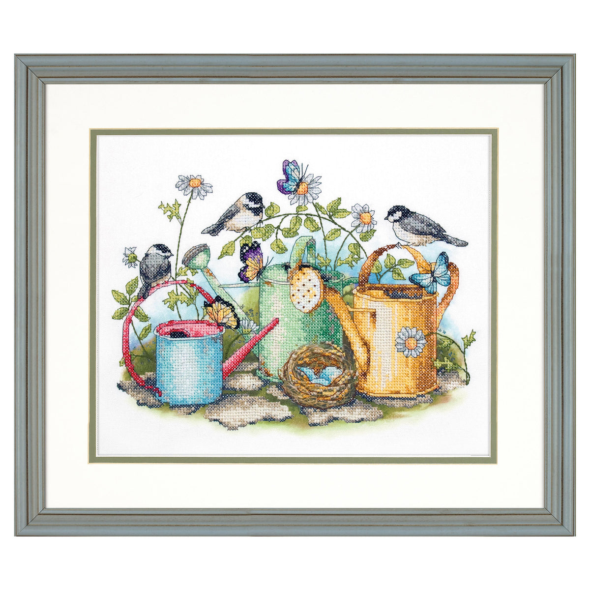 Dimensions Watering Cans Stamped Cross Stitch Kit, 14" x 11"