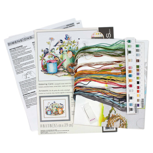 Dimensions Watering Cans Stamped Cross Stitch Kit, 14" x 11"