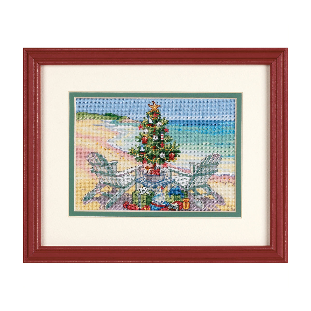 Dimensions Gold Collection Petite Christmas on the Beach Counted Cross Stitch Kit, 7" x 5"