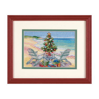 Dimensions Gold Collection Petite Christmas on the Beach Counted Cross Stitch Kit, 7" x 5"
