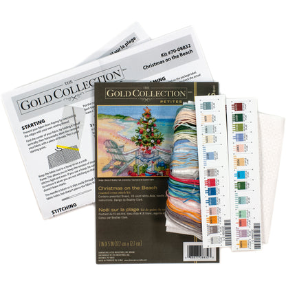 Dimensions Gold Collection Petite Christmas on the Beach Counted Cross Stitch Kit, 7" x 5"
