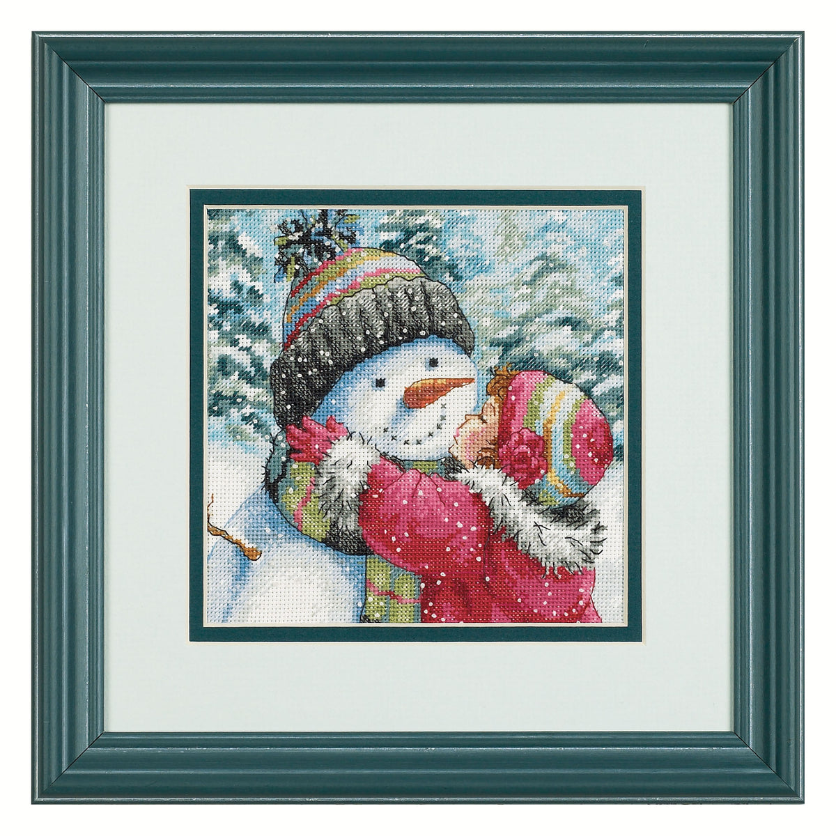 Dimensions Gold Collection Petite A Kiss for Snowman Counted Cross Stitch Kit, 6" x 6"