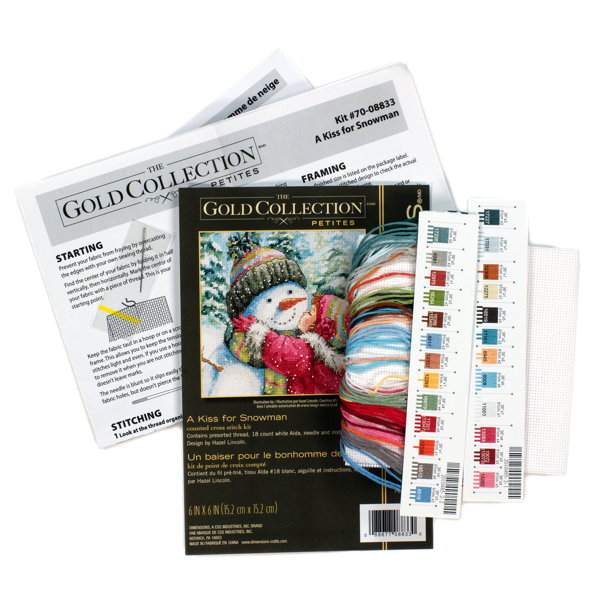 Dimensions Gold Collection Petite A Kiss for Snowman Counted Cross Stitch Kit, 6" x 6"