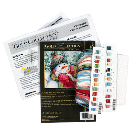 Dimensions Gold Collection Petite A Kiss for Snowman Counted Cross Stitch Kit, 6" x 6"
