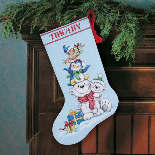 Dimensions Stack of Critters Stocking Counted Cross Stitch Kit, 16" long