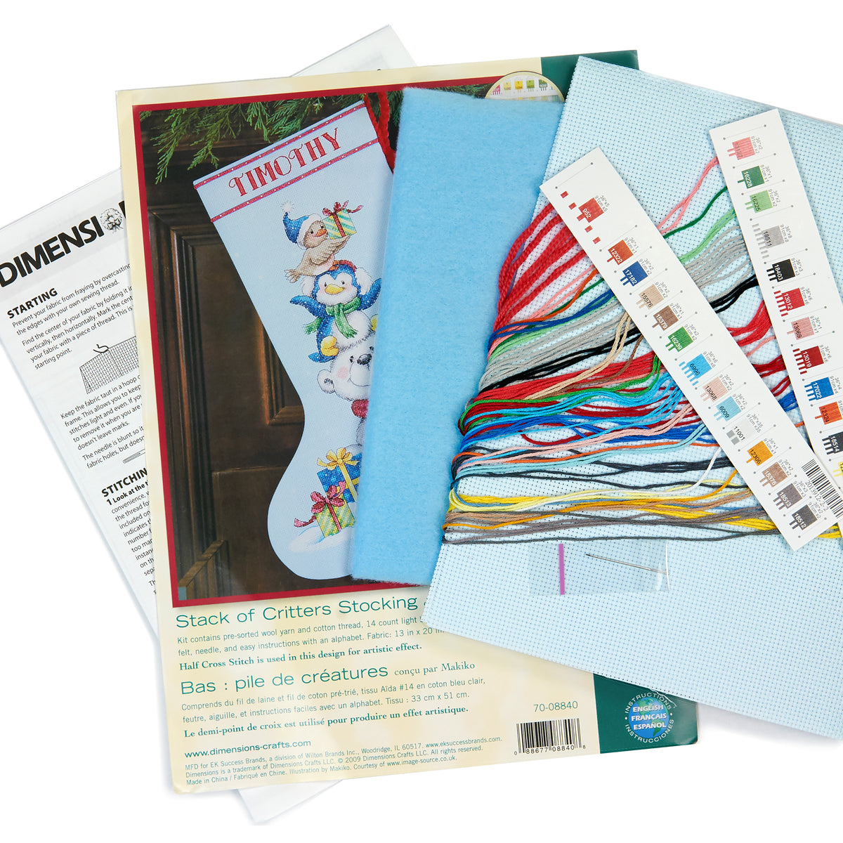 Dimensions Stack of Critters Stocking Counted Cross Stitch Kit, 16" long
