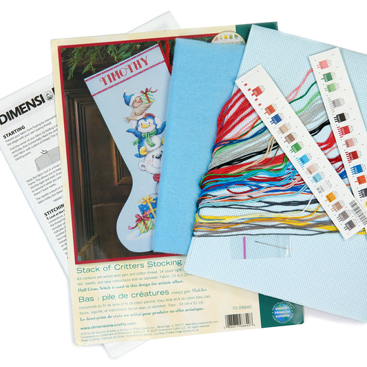 Dimensions Stack of Critters Stocking Counted Cross Stitch Kit, 16" long