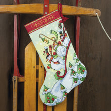 Dimensions Sledding Snowmen Stocking Counted Cross Stitch Kit, 16" long
