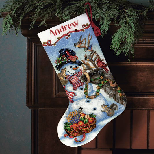 Dimensions Gold Collection Snowman Gathering Stocking Counted Cross Stitch Kit, 16" long