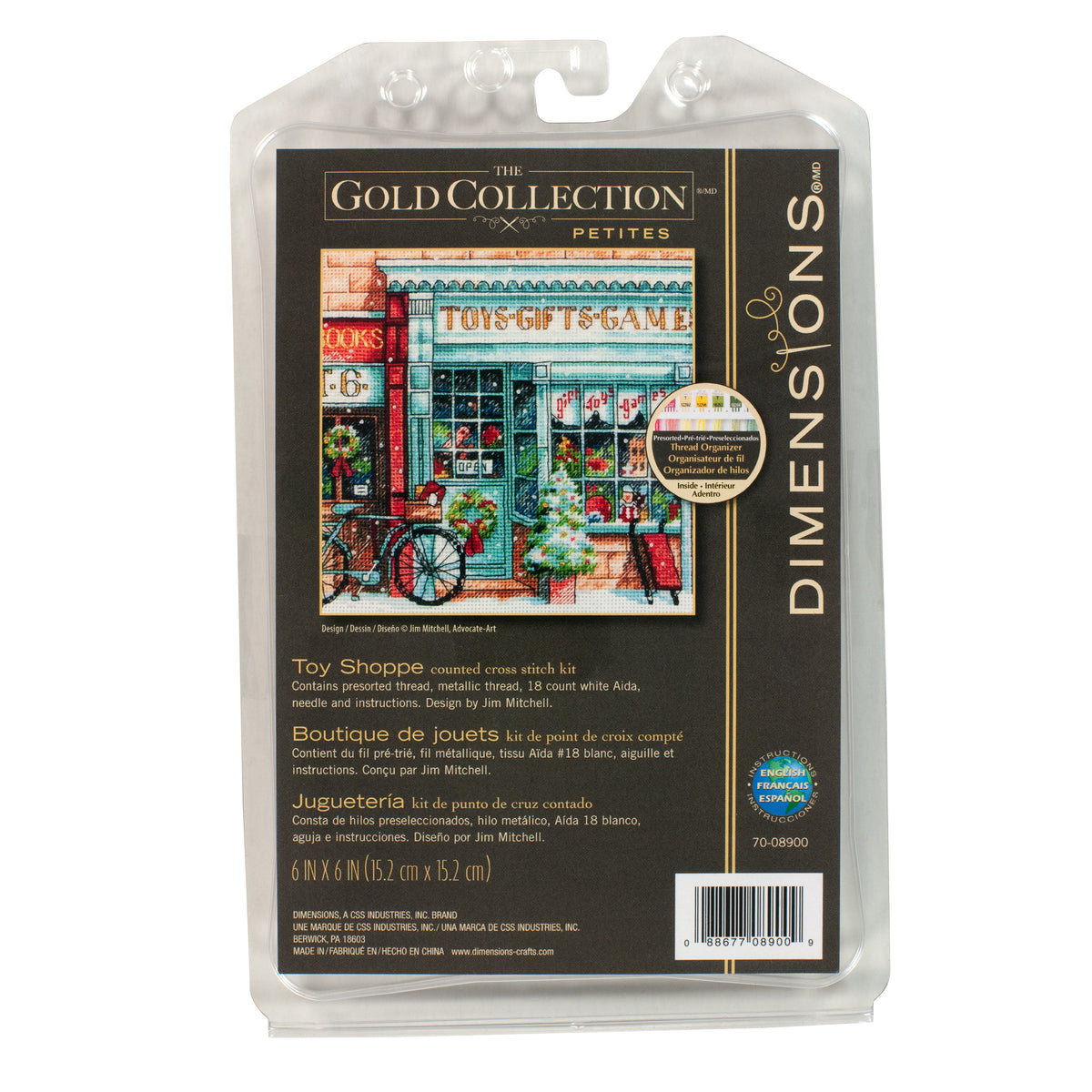 Dimensions Gold Collection Petite Toy Shoppe Counted Cross Stitch Kit, 6" x 6"