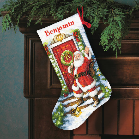 Dimensions Gold Collection Welcome Santa Stocking Counted Cross Stitch Kit, 16" long