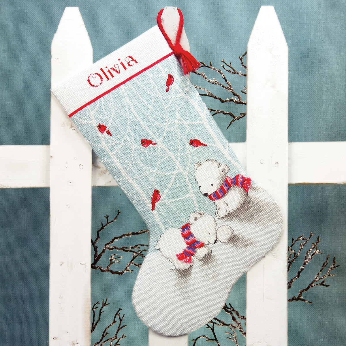 Dimensions Snow Bears Stocking Counted Cross Stitch Kit, 16" long