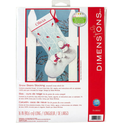 Dimensions Snow Bears Stocking Counted Cross Stitch Kit, 16" long
