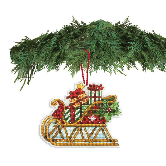 Dimensions Sleigh Ornament Counted Cross Stitch Kit, 4.25" x 3.25"