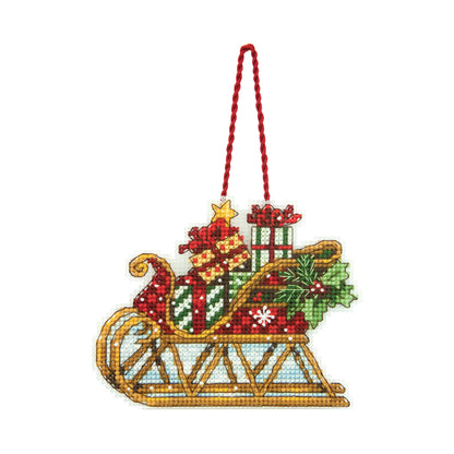 Dimensions Sleigh Ornament Counted Cross Stitch Kit, 4.25" x 3.25"