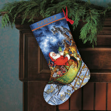 Dimensions Gold Collection Santa's Flight Stocking Counted Cross Stitch Kit, 16" long