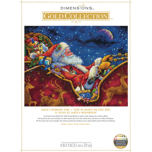 Dimensions Gold Collection Santa's Midnight Ride, 14" x 11"