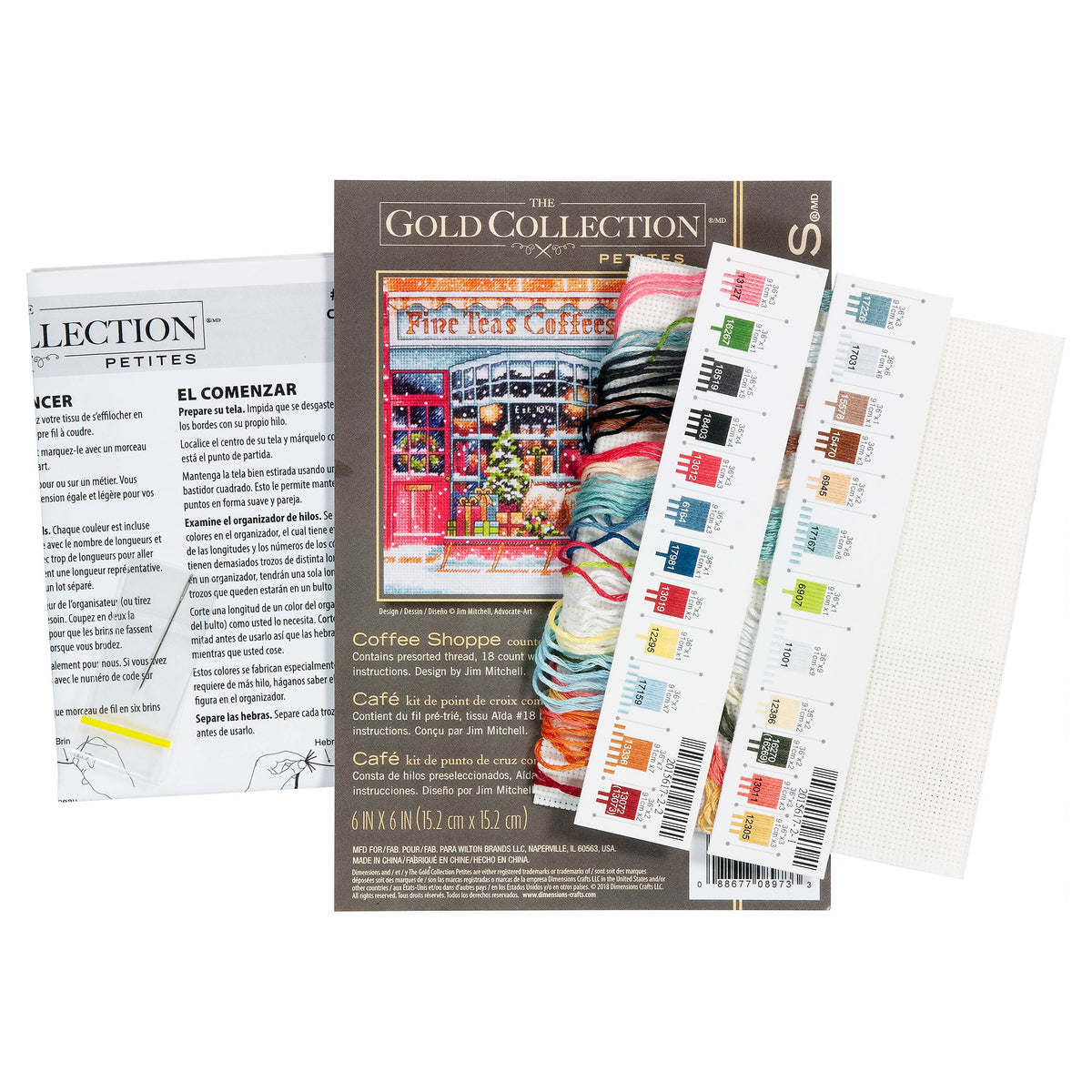 Dimensions Gold Collection Petite Coffee Shoppe Counted Cross Stitch Kit, 6" x 6"