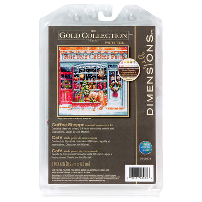 Dimensions Gold Collection Petite Coffee Shoppe Counted Cross Stitch Kit, 6" x 6"