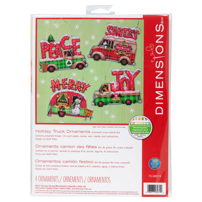 Dimensions Holiday Truck Ornaments Counted Cross Stitch Kit, Set of 4