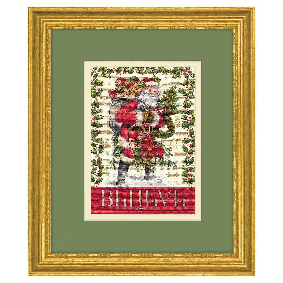 Dimensions Gold Collection Petite Believe in Santa Counted Cross Stitch Kit, 5" x 7"