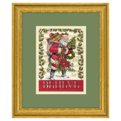 Dimensions Gold Collection Petite Believe in Santa Counted Cross Stitch Kit, 5" x 7"
