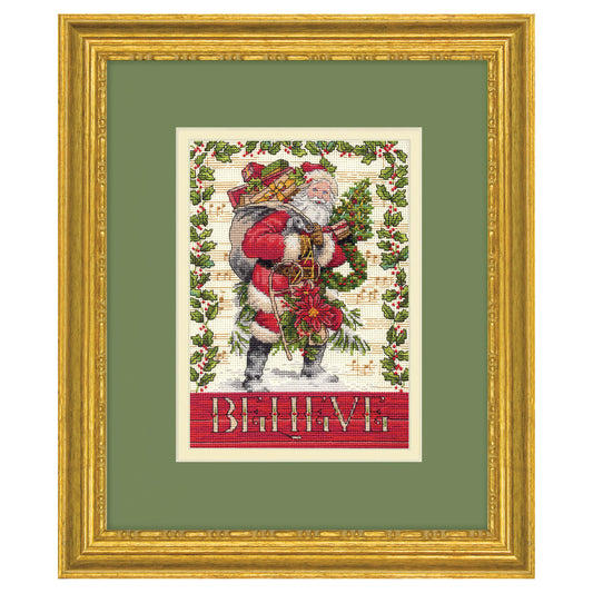 Dimensions Gold Collection Petite Believe in Santa Counted Cross Stitch Kit, 5" x 7"