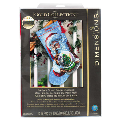 Dimensions Gold Collection Santa's Snow Globe Stocking Counted Cross Stitch Kit, 16" long