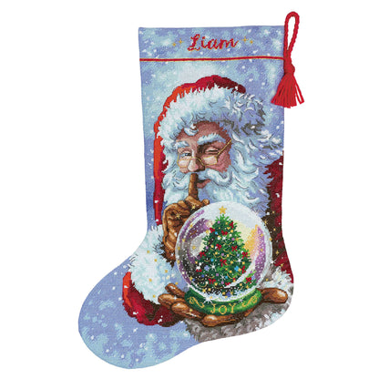 Dimensions Gold Collection Santa's Snow Globe Stocking Counted Cross Stitch Kit, 16" long