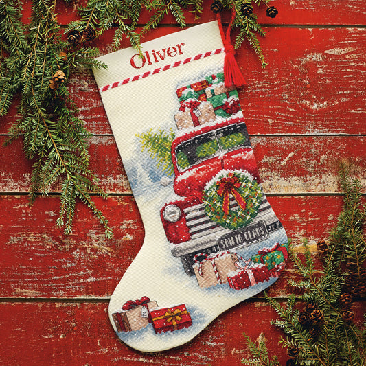 Dimensions Santa’s Truck Stocking Counted Cross Stitch Kit, 16" long
