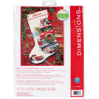 Dimensions Santa’s Truck Stocking Counted Cross Stitch Kit, 16" long