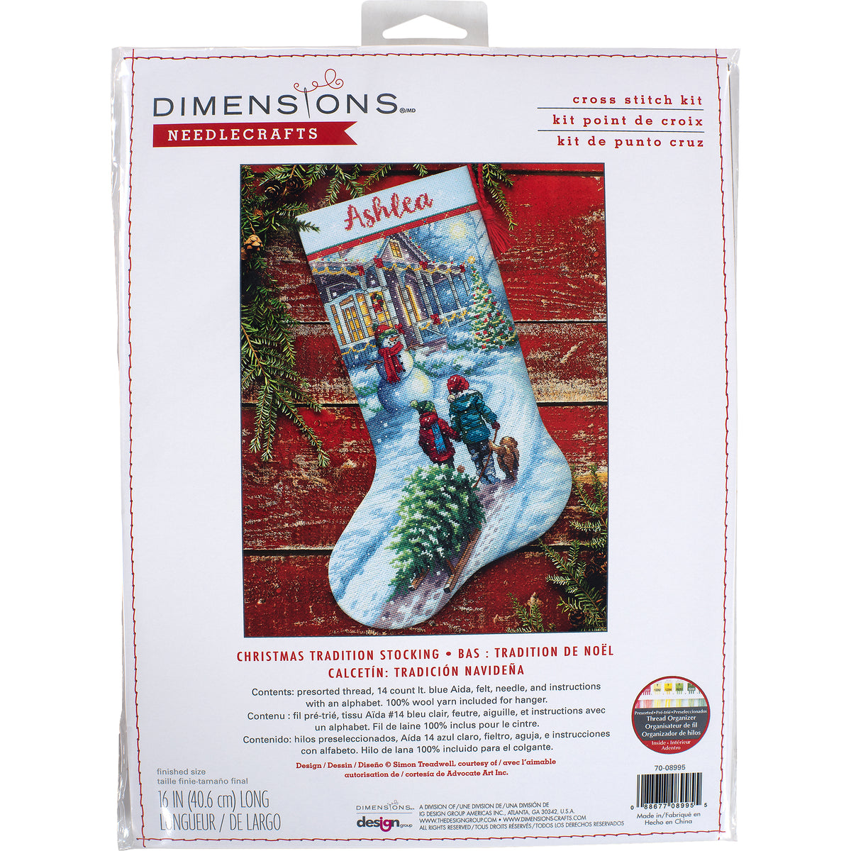Dimensions Christmas Tradition Stocking Counted Cross Stitch Kit, 16" long