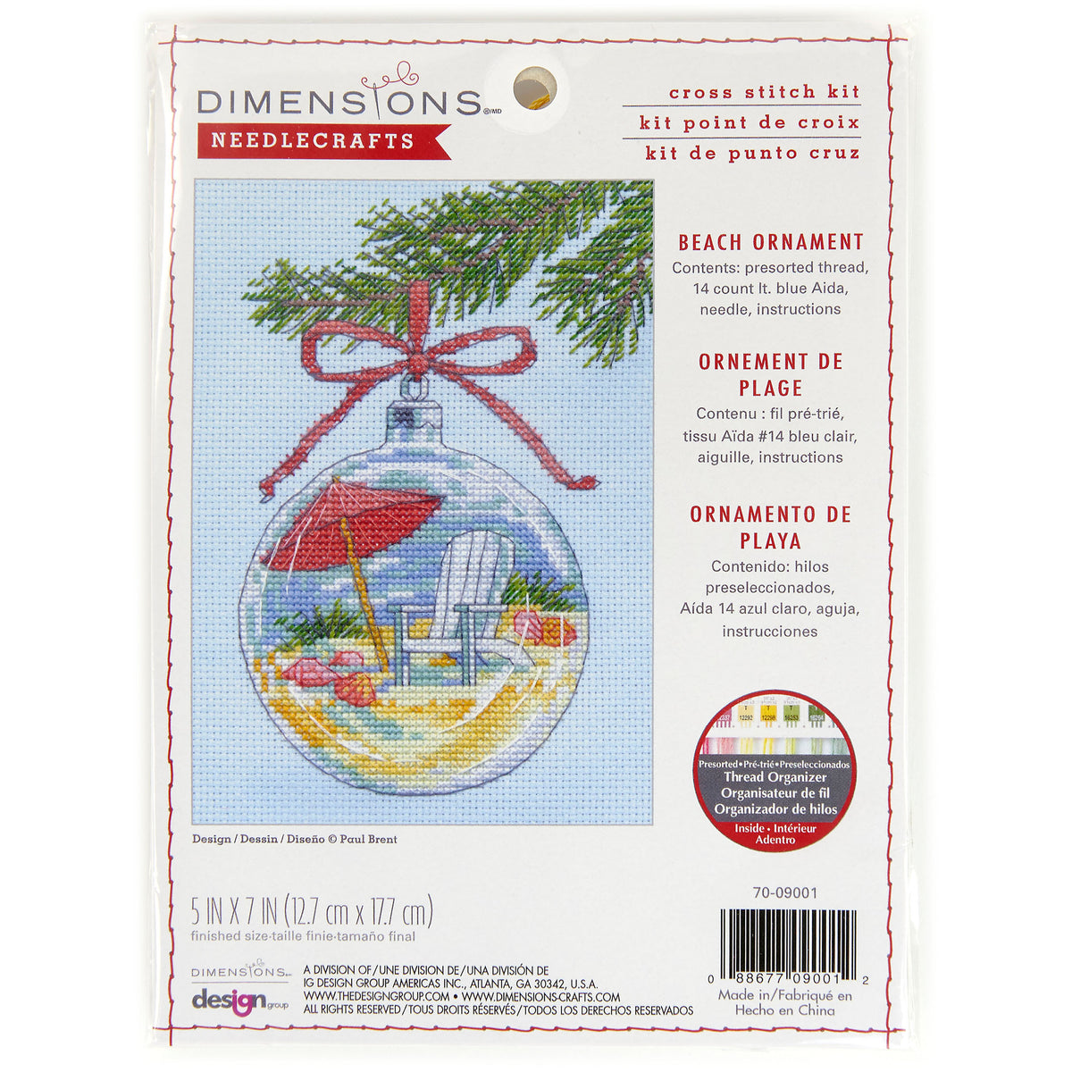 Dimensions Beach Ornament Counted Cross Stitch Kit, 5" x 7"