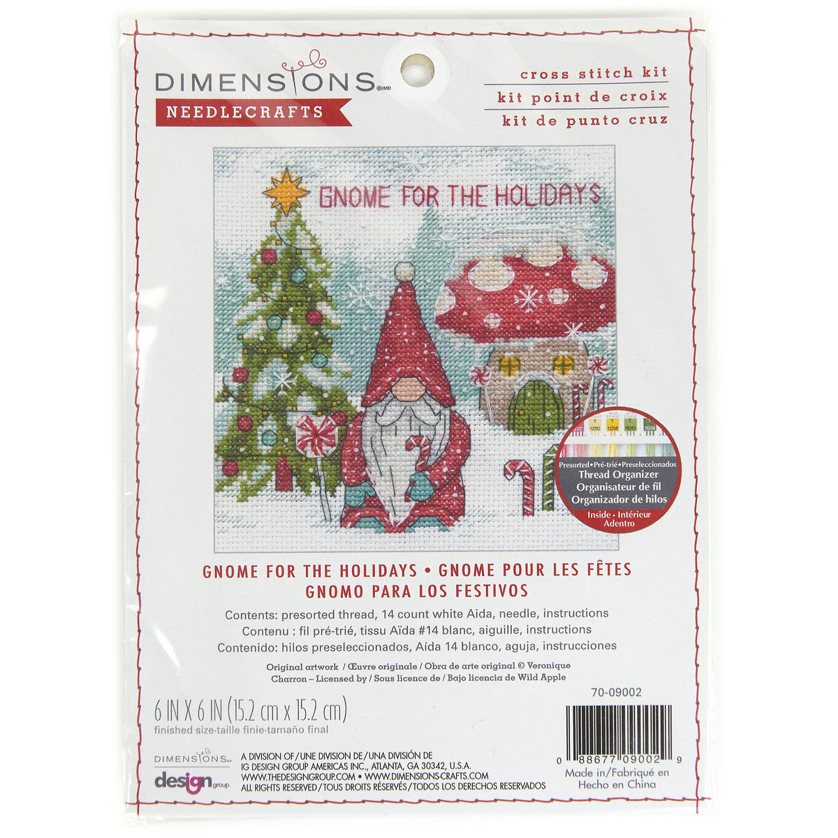 Dimensions Gnome for the Holidays Counted Cross Stitch Kit, 6" x 6"