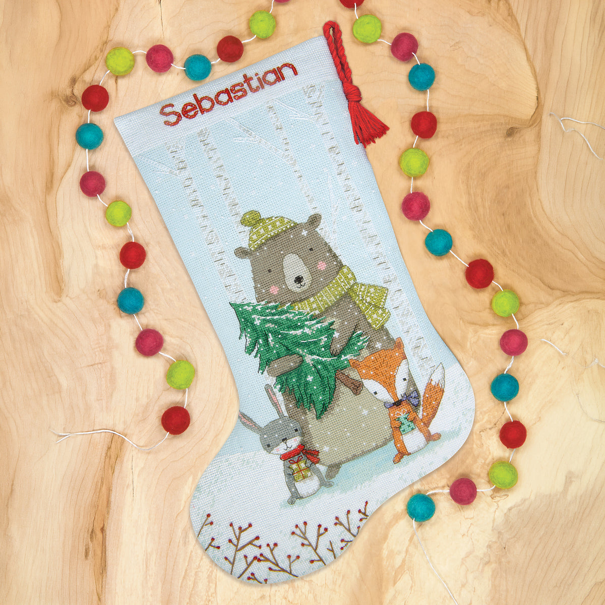 Dimensions Woodland Animals Stocking Counted Cross Stitch Kit, 16" long