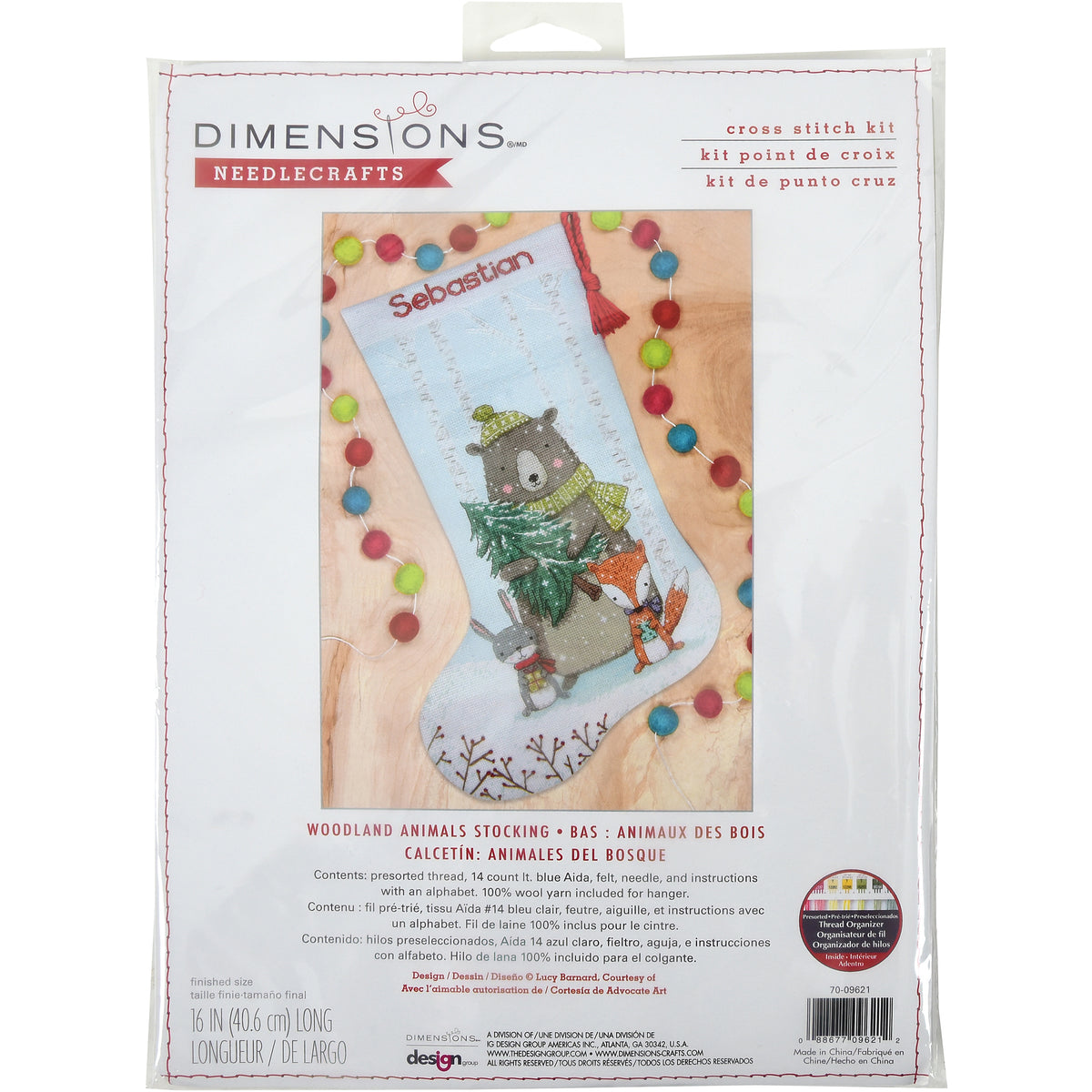 Dimensions Woodland Animals Stocking Counted Cross Stitch Kit, 16" long