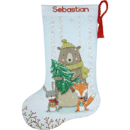 Dimensions Woodland Animals Stocking Counted Cross Stitch Kit, 16" long