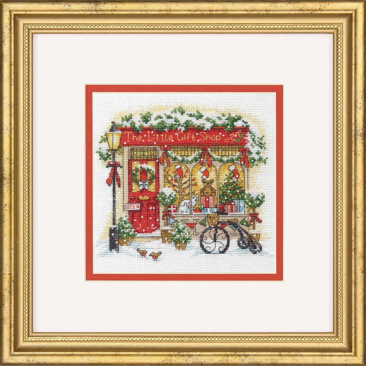 Dimensions Gold Collection Petite The Little Gift Shop Counted Cross Stitch Kit, 6" x 6"