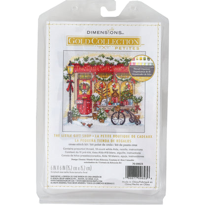 Dimensions Gold Collection Petite The Little Gift Shop Counted Cross Stitch Kit, 6" x 6"