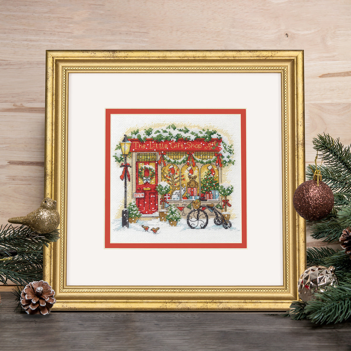 Dimensions Gold Collection Petite The Little Gift Shop Counted Cross Stitch Kit, 6" x 6"