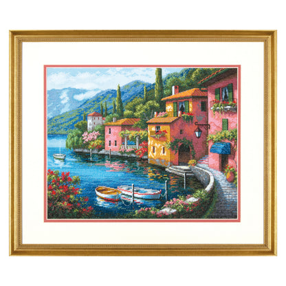 Dimensions Gold Collection Lakeside Village Counted Cross Stitch Kit, 15" x 12"