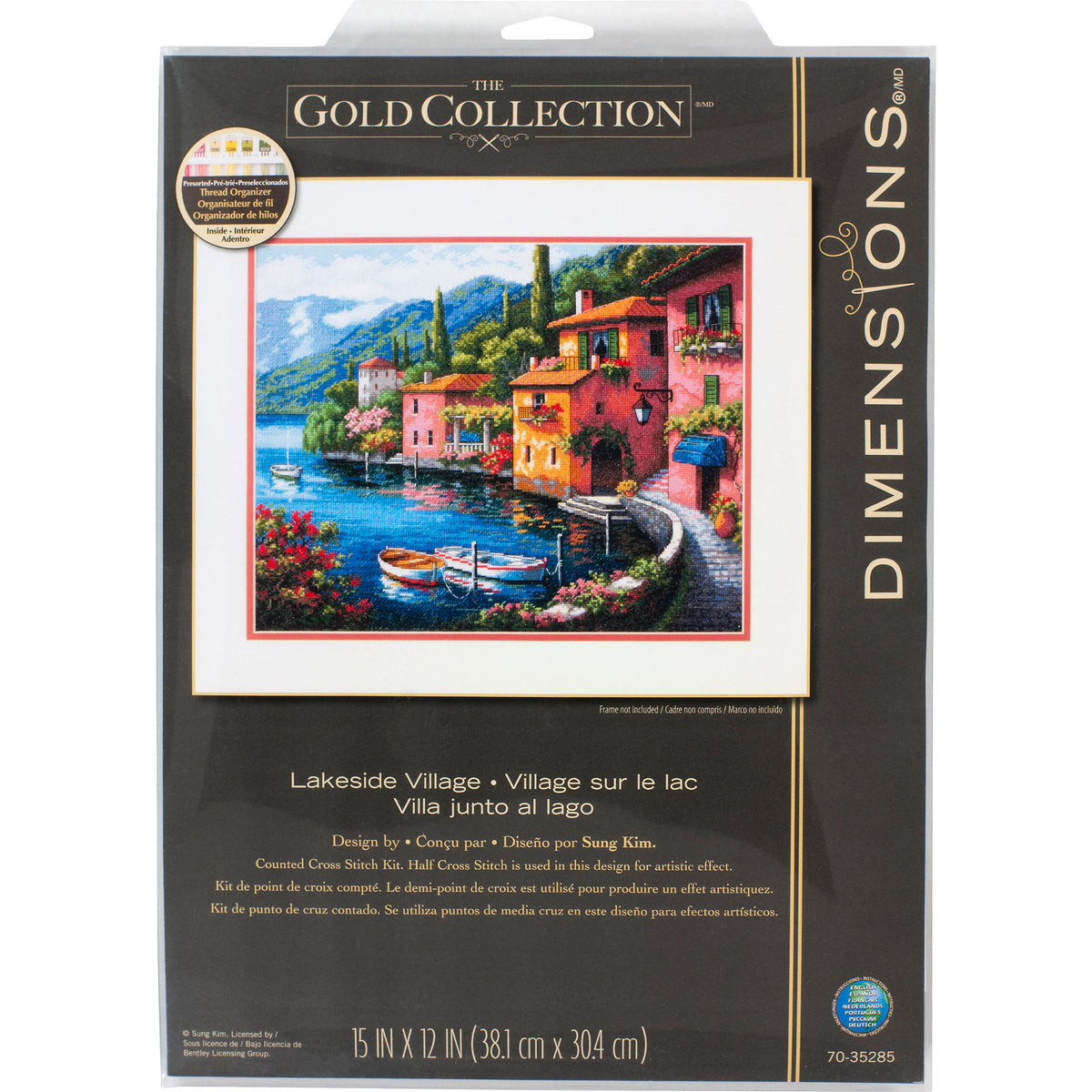 Dimensions Gold Collection Lakeside Village Counted Cross Stitch Kit, 15" x 12"
