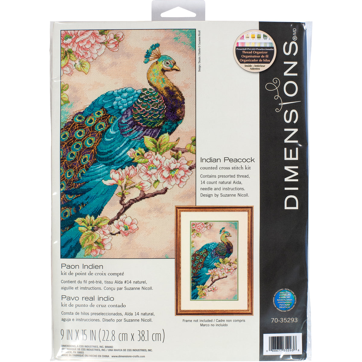 Dimensions Indian Peacock Counted Cross Stitch Kit, 9" x 15"