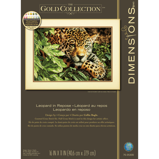 Dimensions Gold Collection Leopard in Repose Counted Cross Stitch Kit, 16" x 11"