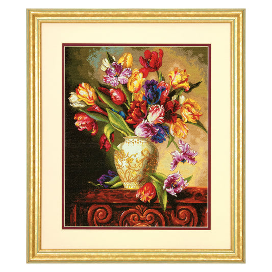 Dimensions Gold Collection Parrot Tulips Counted Cross Stitch Kit, 12" x 15"